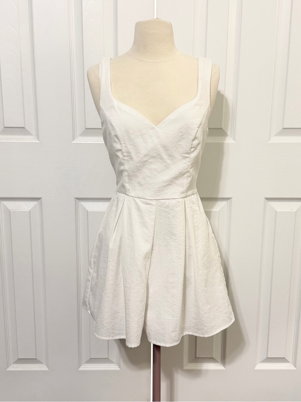 White Sleeveless Fit-and-Flare Romper
